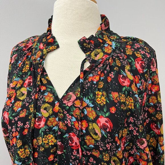 Vici Dress Prariecore Floral Short Tiered Long Sleeve Lined Dress Sz M